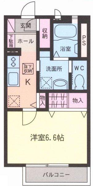 シャルム中央(1K/1階)の間取り写真
