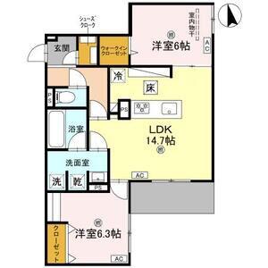 グリーンコート杭全(2LDK/1階)の間取り写真