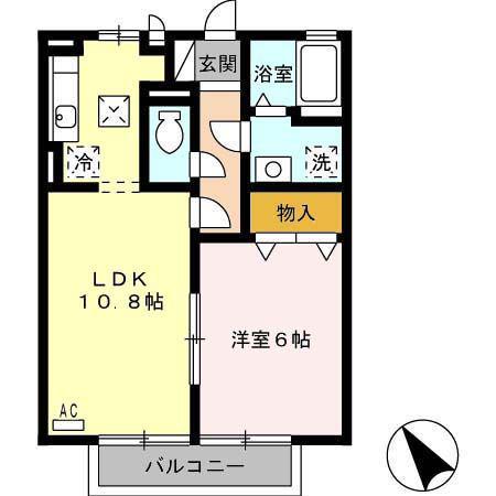 ソレイユ長沢I(1LDK/1階)の間取り写真