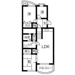 ヴィラ若葉台(3LDK/4階)の間取り写真