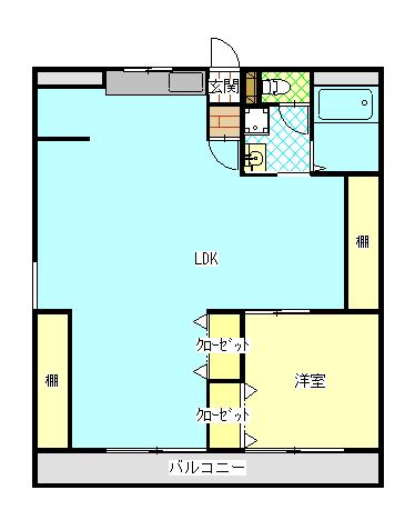 藤原マンション(1LDK/2階)の間取り写真