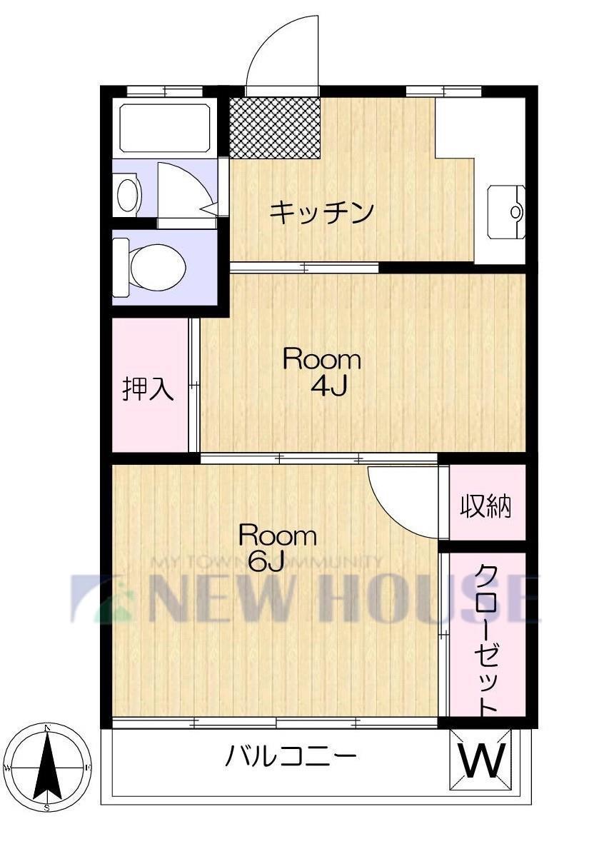 市ヶ谷コーポ(2K/3階)の間取り写真