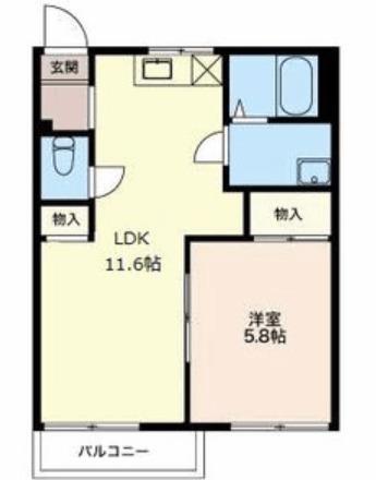 スカイハイツC(1LDK/1階)の間取り写真