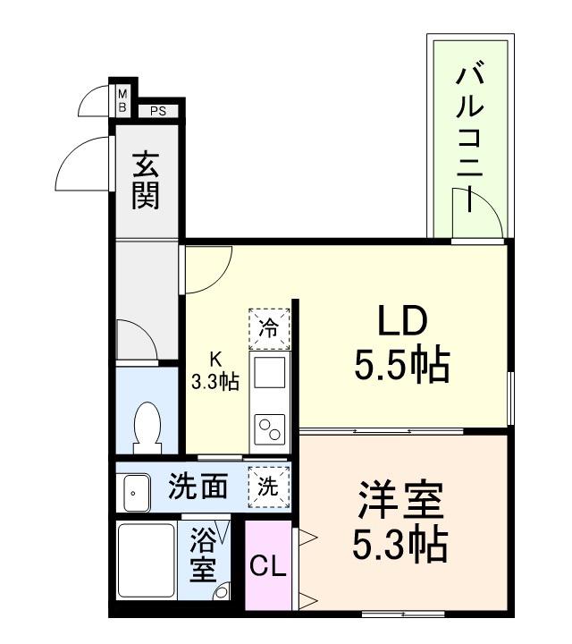 リアン富木(1LDK/2階)の間取り写真