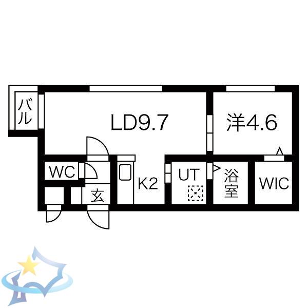 レジーナ南4条(1LDK/4階)の間取り写真
