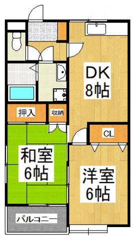 神木ハイツ 2号棟(2DK/2階)の間取り写真
