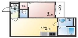 GRANDIR千船駅前I(1LDK/1階)の間取り写真
