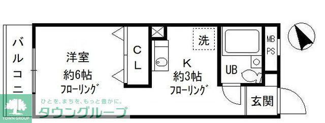 昭島コートエレガンスB(1K/3階)の間取り写真