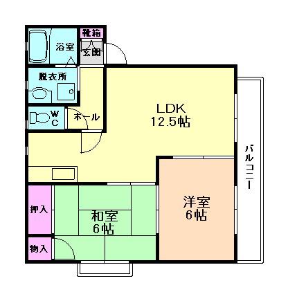 ヴィラ早苗の森 A棟(2LDK/2階)の間取り写真