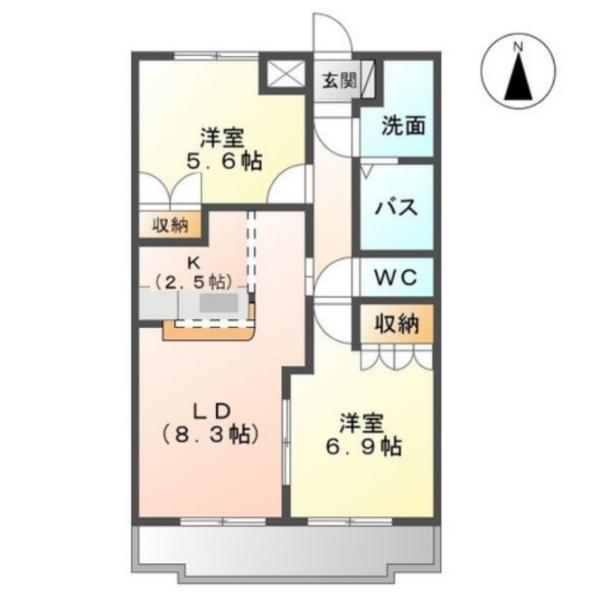 VILLAGE YOKODEN(2LDK/2階)の間取り写真