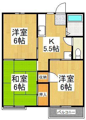 ハイツ小笠原B棟(3K/2階)の間取り写真