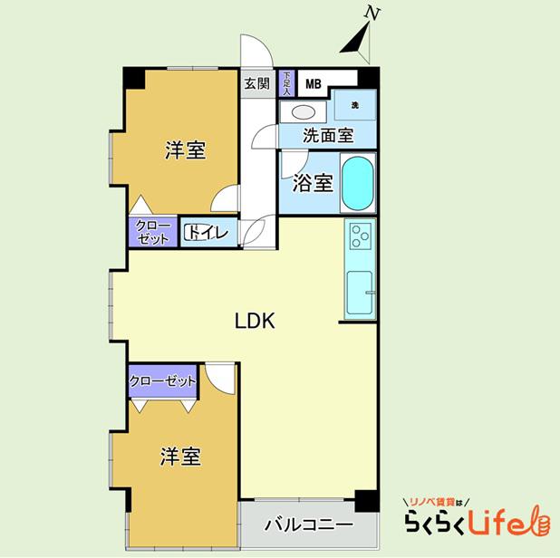 サンハイム藤が丘(2LDK/4階)の間取り写真