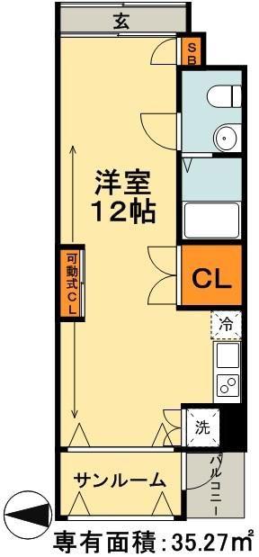 アペルト千葉(ワンルーム/4階)の間取り写真