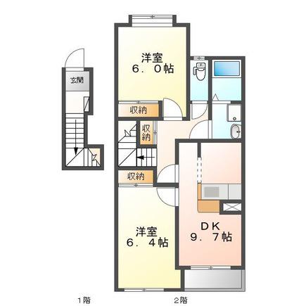 サンフォレストI(2LDK/2階)の間取り写真