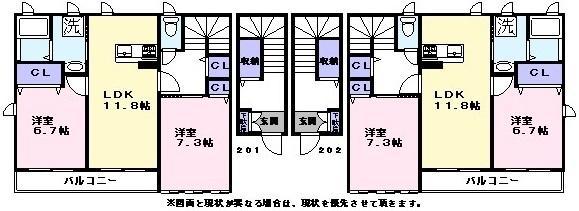 ヴィラ・コートⅢ(2LDK/2階)の間取り写真