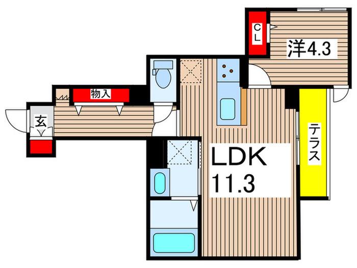 セレスティア堀切(1LDK/1階)の間取り写真