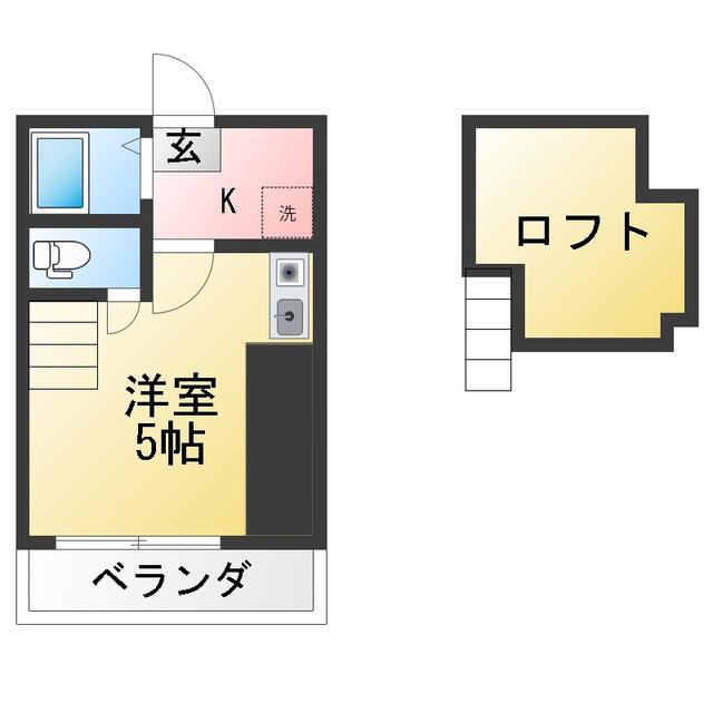 レオパレスブルースカイ(1K/2階)の間取り写真