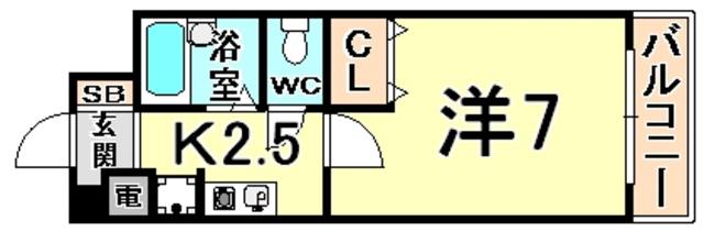メゾンルネサンス(1K/4階)の間取り写真