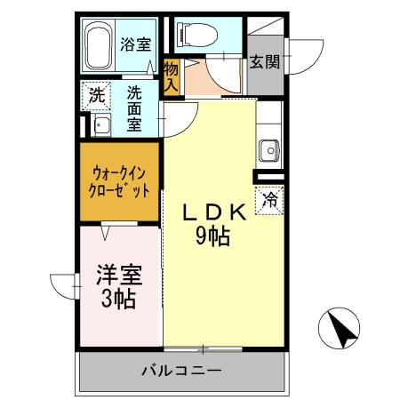 ハイツMEGUMI(1LDK/2階)の間取り写真