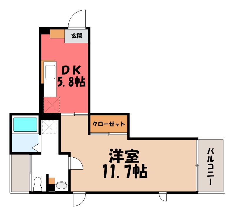 グランコーナ高崎(1DK/4階)の間取り写真