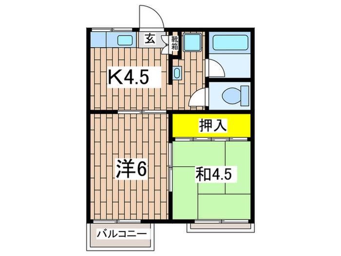 サンハイツ栗原(2K/2階)の間取り写真