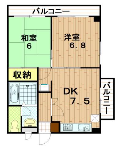 ラ・メール赤塚(2DK/3階)の間取り写真