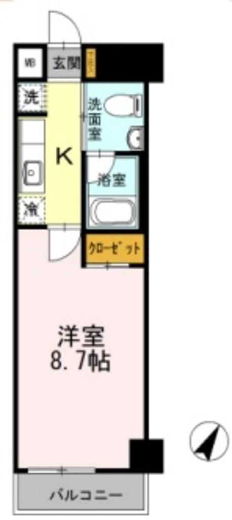 カスタリア神保町(1K/2階)の間取り写真