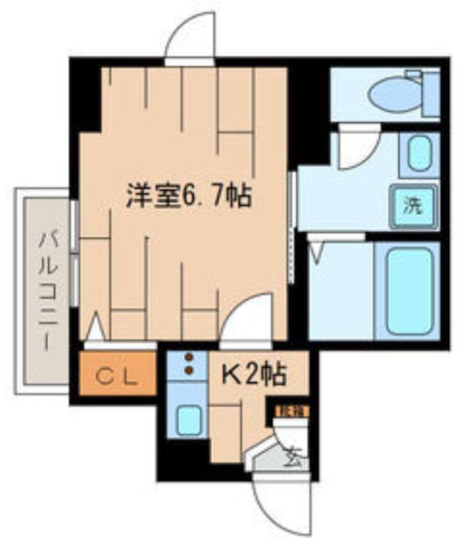 クレールコート(1K/2階)の間取り写真