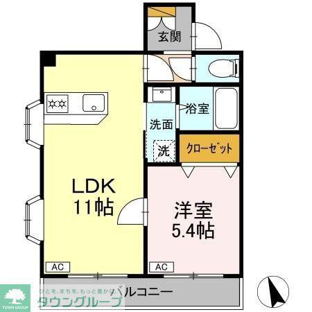 サンセットヒルズ壱番館(1LDK/1階)の間取り写真