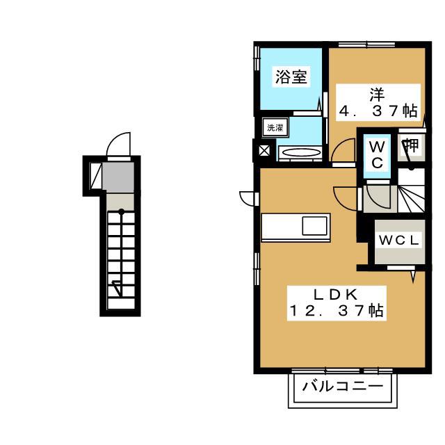 リサイア稲田(1LDK/2階)の間取り写真