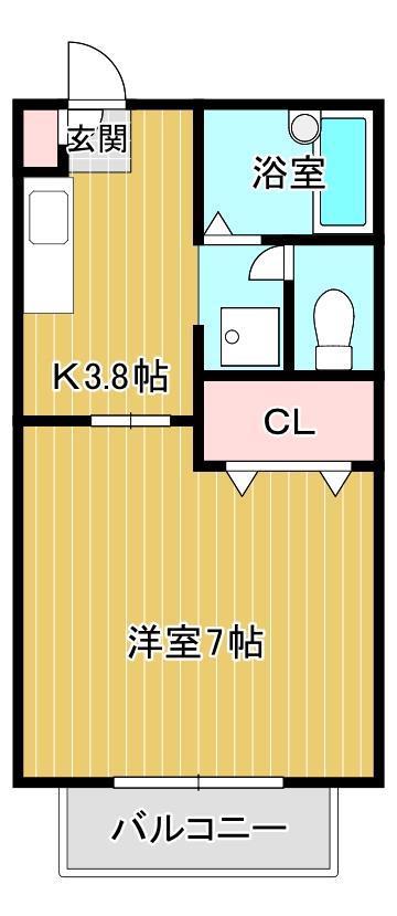 ボヌール(1K/1階)の間取り写真