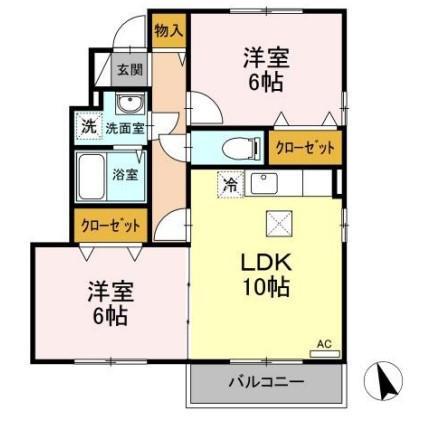 グランドソレーユII(2LDK/1階)の間取り写真