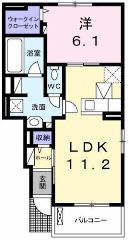 リヒト・コオリ 壱(1LDK/1階)の間取り写真