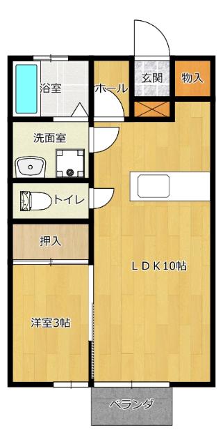 コーポミネルバ21(1LK/1階)の間取り写真