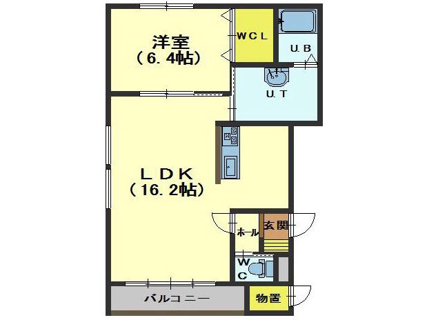 ストックトン(1LDK/2階)の間取り写真