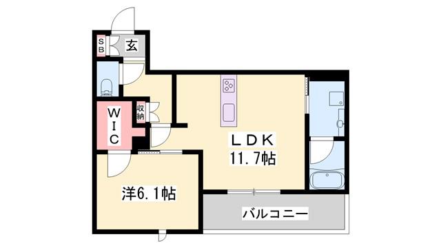 ラ ピエノ(1LDK/4階)の間取り写真