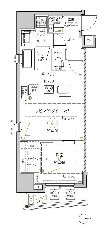 クレイシア秋葉原ラグゼスイート(1LDK/12階)の間取り写真