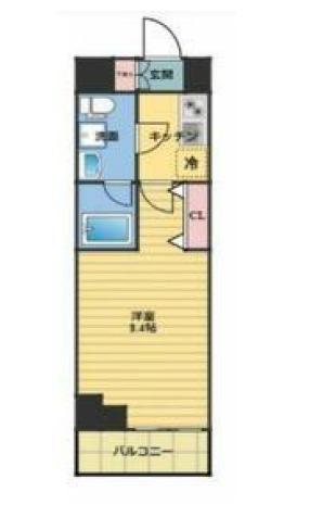 メディフィス千住大橋駅前(1K/2階)の間取り写真