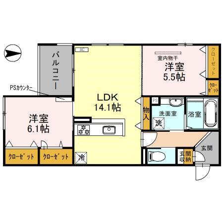 REPOS(2LDK/3階)の間取り写真