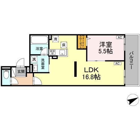 ディーレジデンス稲城(1LDK/1階)の間取り写真