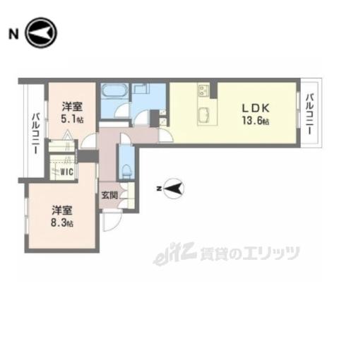 ヴェルジェ3(2LDK/3階)の間取り写真