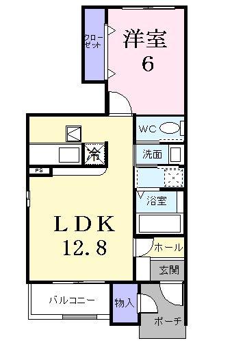 メゾン・エスポワル B(1LDK/1階)の間取り写真