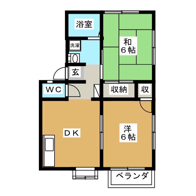 メゾンアムール(2DK/1階)の間取り写真