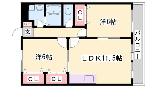 グランディオーズ(2LDK/2階)の間取り写真