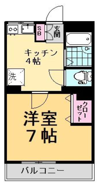 イーストパーク大橋(1K/2階)の間取り写真