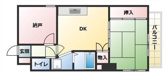 グランドール兵庫(1DK/2階)の間取り写真