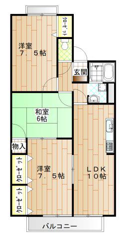 リヴェール深沢A棟(3LDK/1階)の間取り写真
