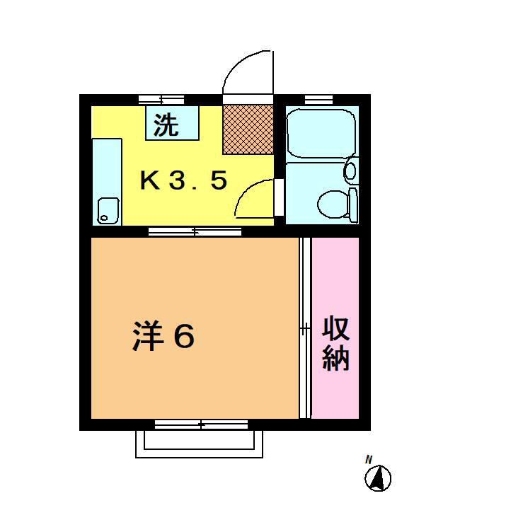 コーポみずほ(1K/1階)の間取り写真