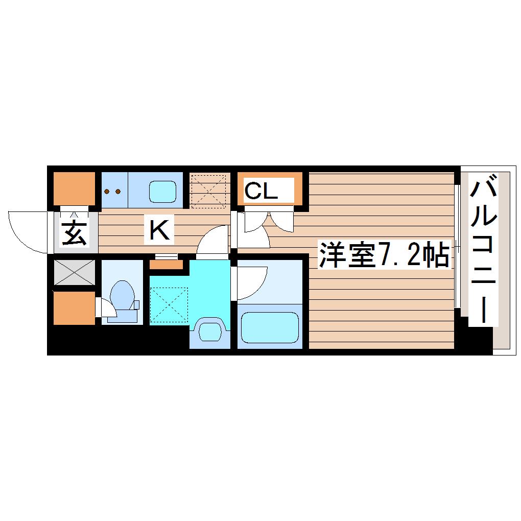 桜ヒルズ仙台榴岡(1K/4階)の間取り写真