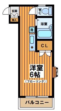 ロイヤルハイムB棟(ワンルーム/2階)の間取り写真